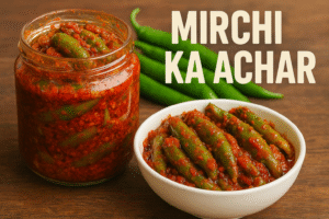 मिर्ची का आचार बनाने की आसान और स्वादिष्ट रेसिपी।
