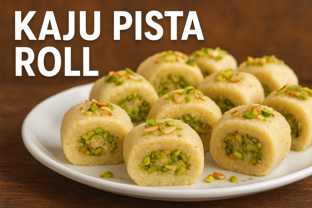 Kaju Pista Roll Recipe in hindi me. घर पर बनाएं स्वादिष्ट काजू पिसता रोल रेसिपी।