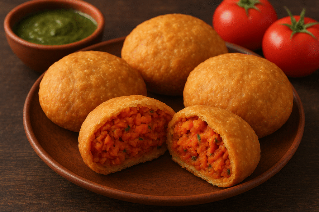 Tamatar ki kachori recipe in hindi. घर पर बनाएं क्रिपसी और तीखी टमाटर कचोरी।