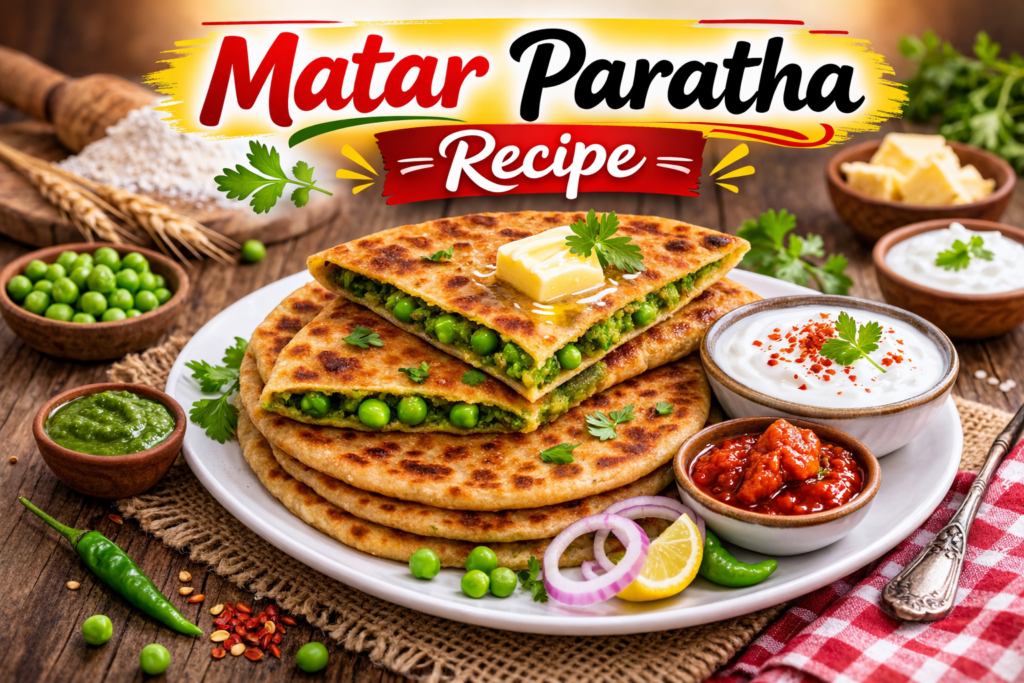 Matar Paratha Recipe – Easy Green Peas Stuffed Paratha .