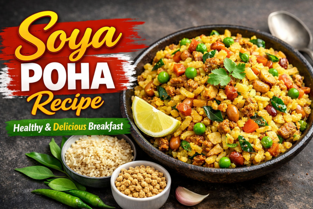 Soya Poha Recipe – High Protein Healthy Indian Breakfast for Weight Loss & Diabetics