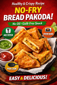 Healthy No-Fry Bread Pakoda Recipe | Crispy Indian Snack Without Deep Frying