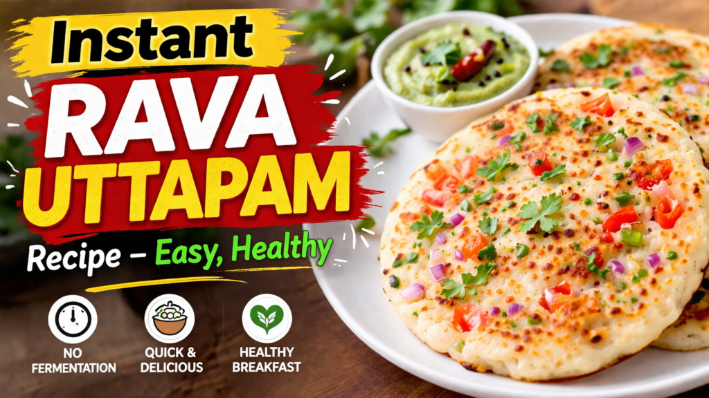 Instant Rava Uttapam Recipe – Easy, Healthy & No Fermentation Breakfast Idea