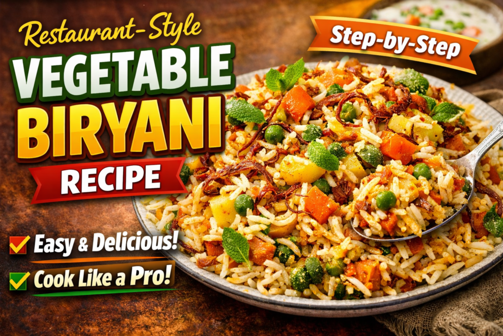 Restaurant-Style Vegetable Biryani Recipe at Home – Easy, Aromatic & Delicious