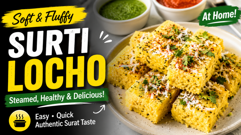 Surti Locho Recipe – How to Make Soft & Fluffy Steamed Chickpea Snack from Surat at Home